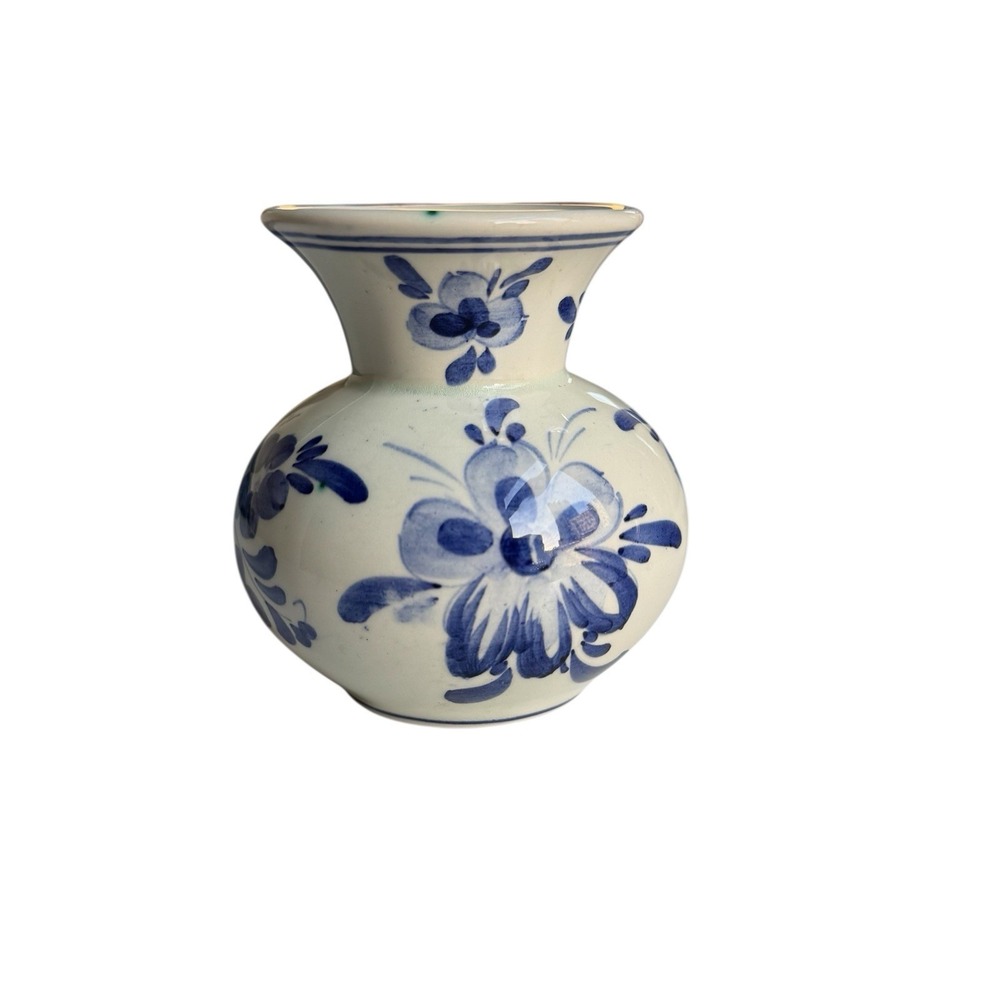 Vintage Hand Painted Delfts Blue Bud Vase 3.5" Tall